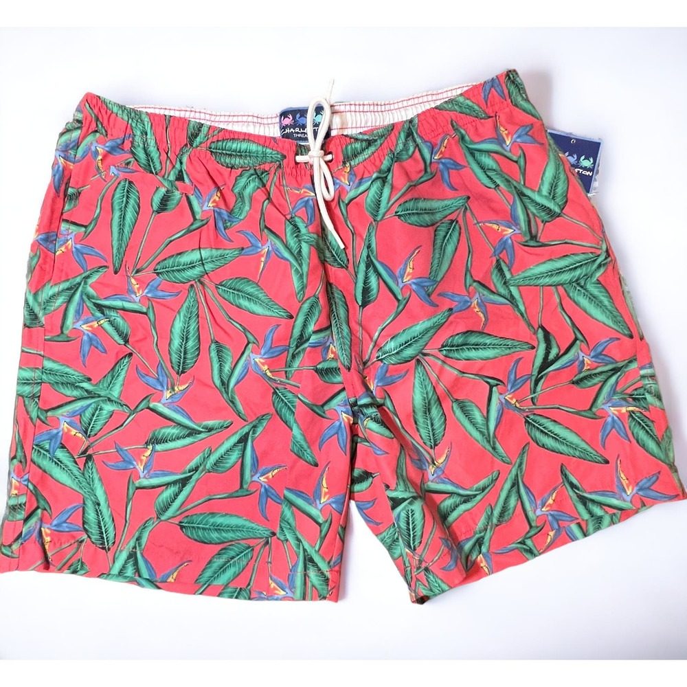 Charleston Threads Pink Bird of Paradise Swim Trunks XL
